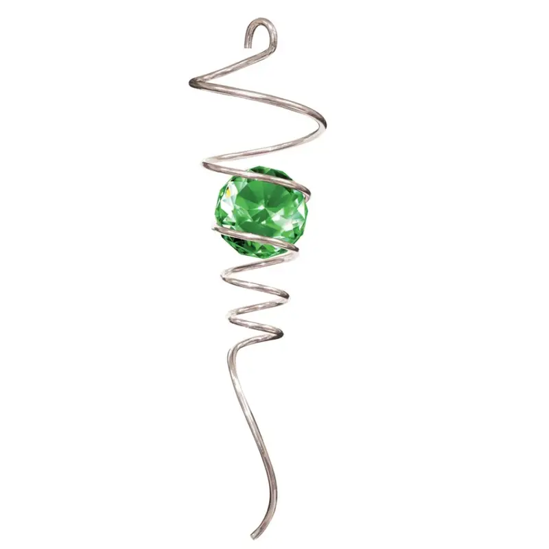 10-Inch Silver And Green Spiral-Tail Outdoor Wind Spinner 1