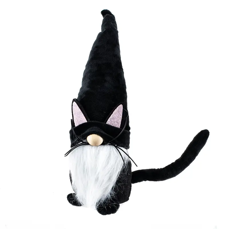 12" Black Cat Gnome Figurine – Whimsical Halloween Decor 1