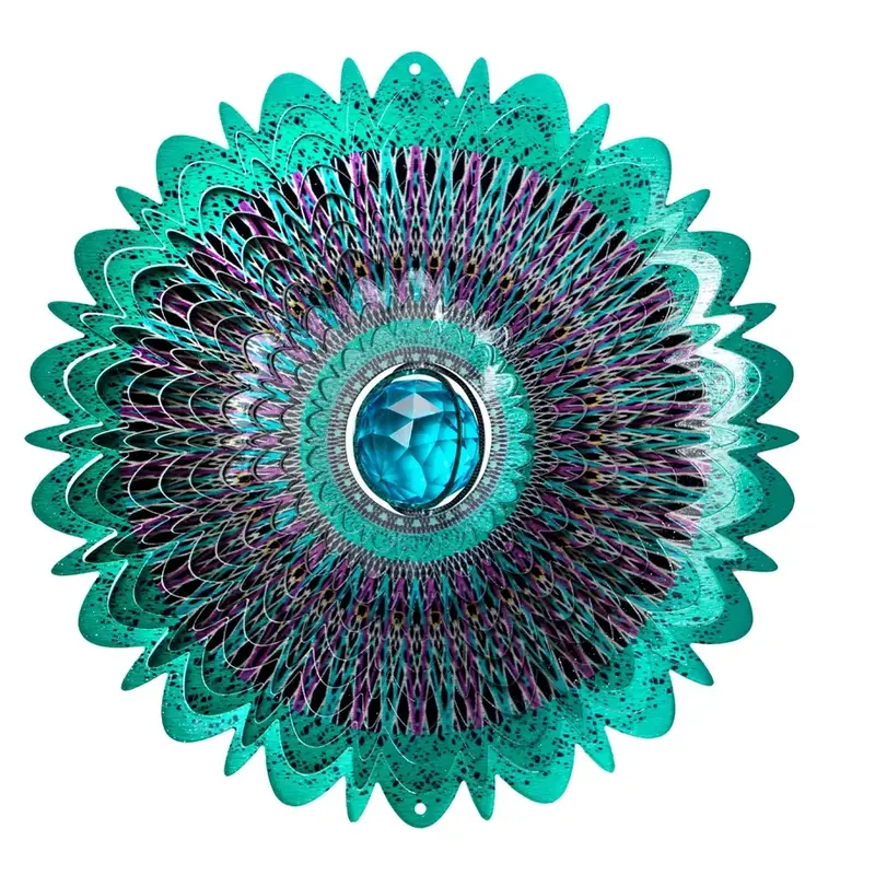 12-Inch Crystal Cosmic Mandala Rotating Wind Sculpture 1