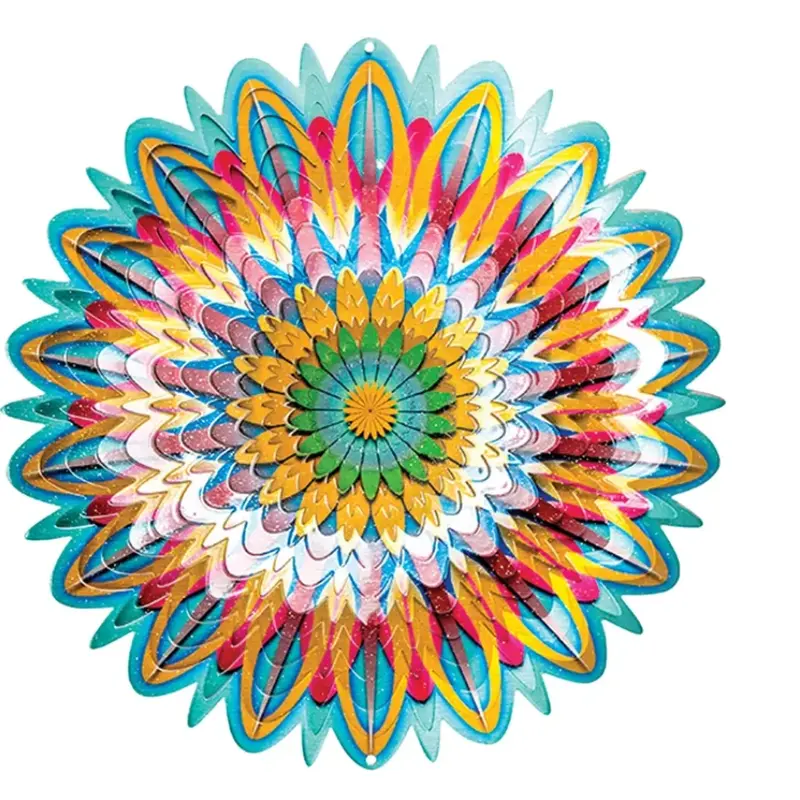 12-Inch Floral Mandala Wind Spinner – Boho-Inspired Rotating Garden Decor 1