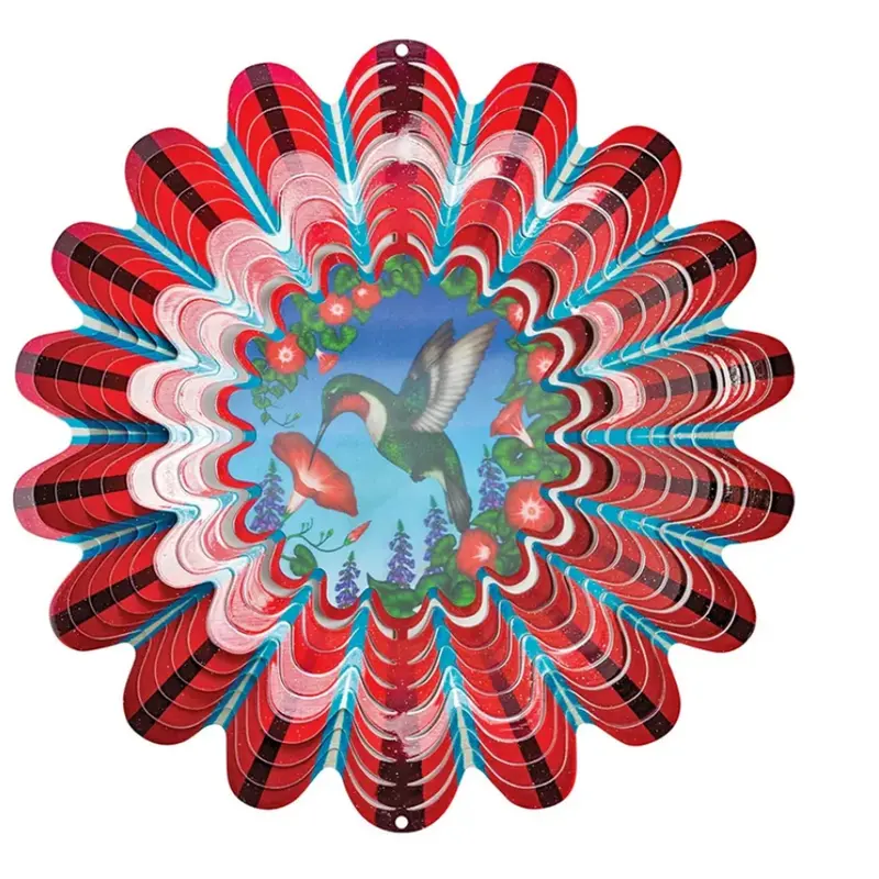 12-Inch Red Hummingbird Wind Spinner – Spinning Garden Accent 1