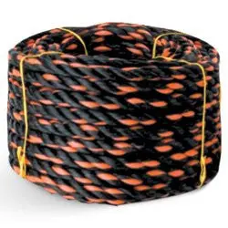 12-Pack Black-And-Orange 3-Strand Polypropylene Rope – 1/2" X 50', 3780-Lb Break Strength 1