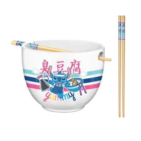 20-Ounce Lilo & Stitch Ramen Bowl – Stinky Tofu Design With Chopsticks 1
