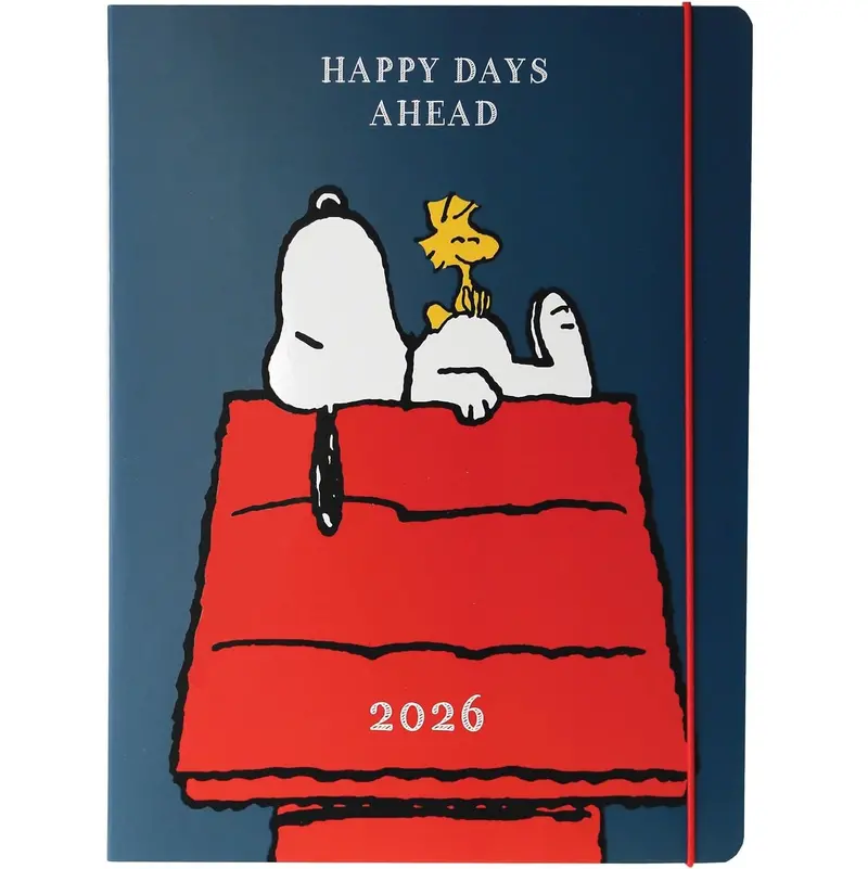 2026 18-Month Planner – Snoopy On Dog House Theme, 'Happy Days Ahead' 1