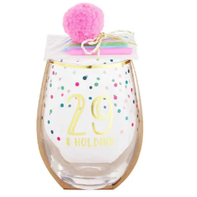 '29 And Holding' Stemless Wine Glass & Candle Gift Set For 30Th Birthday 1
