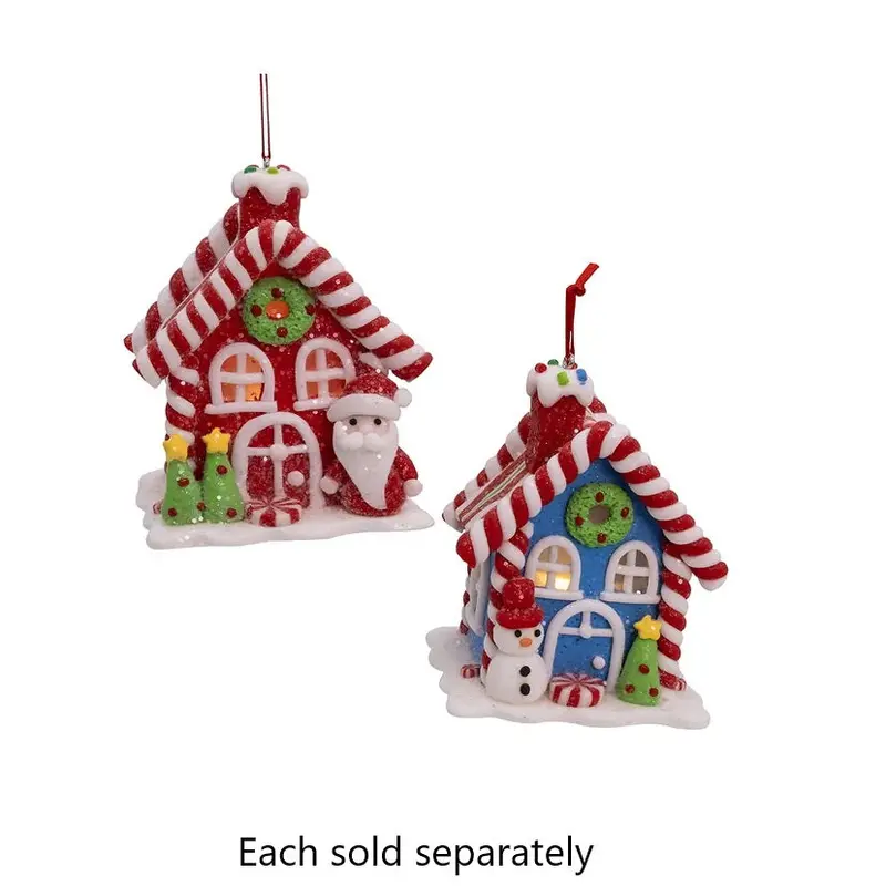 4-Inch Battery-Powered Led Candy House Ornament – Claydough Style 1