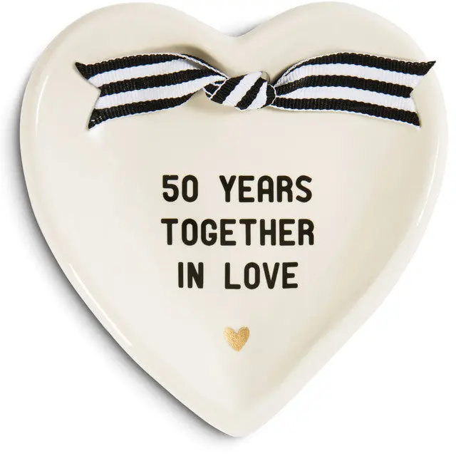 50Th Wedding Anniversary Keepsake Dish – Heart-Shaped Ceramic (4.5") 1