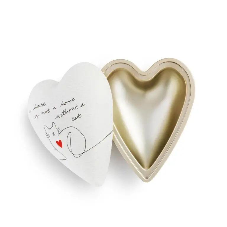 'A Home Is Not A Home Without A Cat' Heart-Shaped Keepsake Box – 4-Inch Ceramic 1