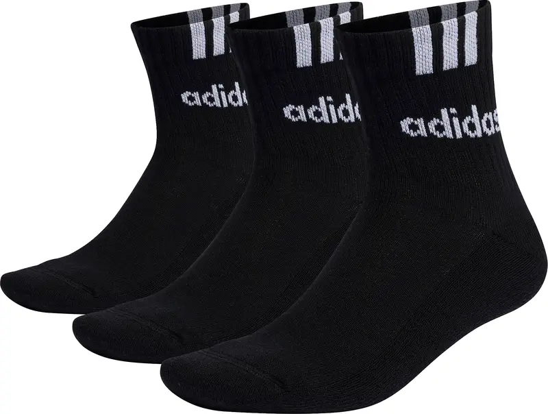 Adidas 3-Stripes Linear Cushioned Half-Crew Socks – Black (3-Pack) 1
