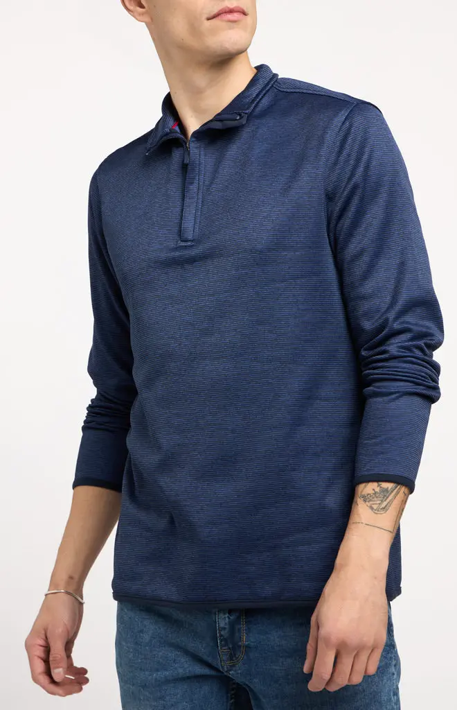 All-Day Comfort Striped Quarter-Zip Fleece By Flag & Anthem 1