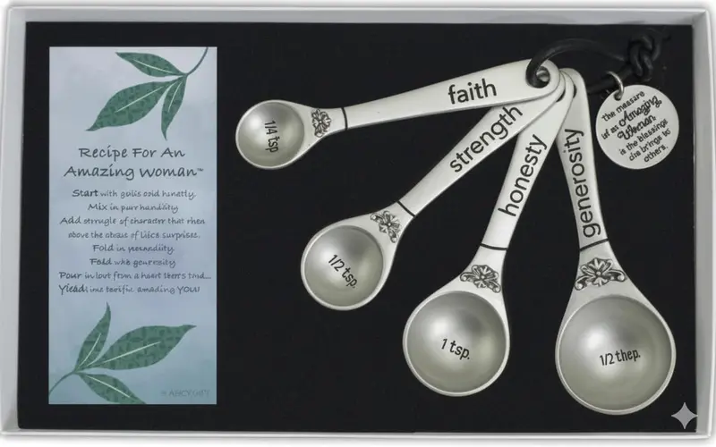 Amazing Woman Stainless Steel Enamel Measuring Spoon Set 1
