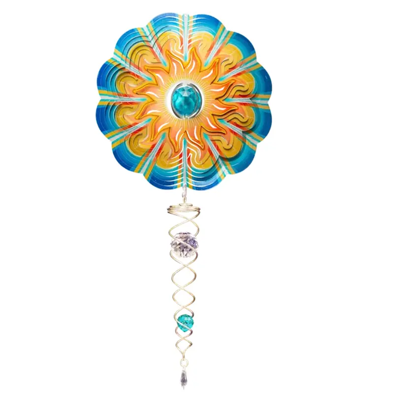 Aqua Sun Crystal Wind Spinner With Matching Twister – 6.5" + 7.5" 1