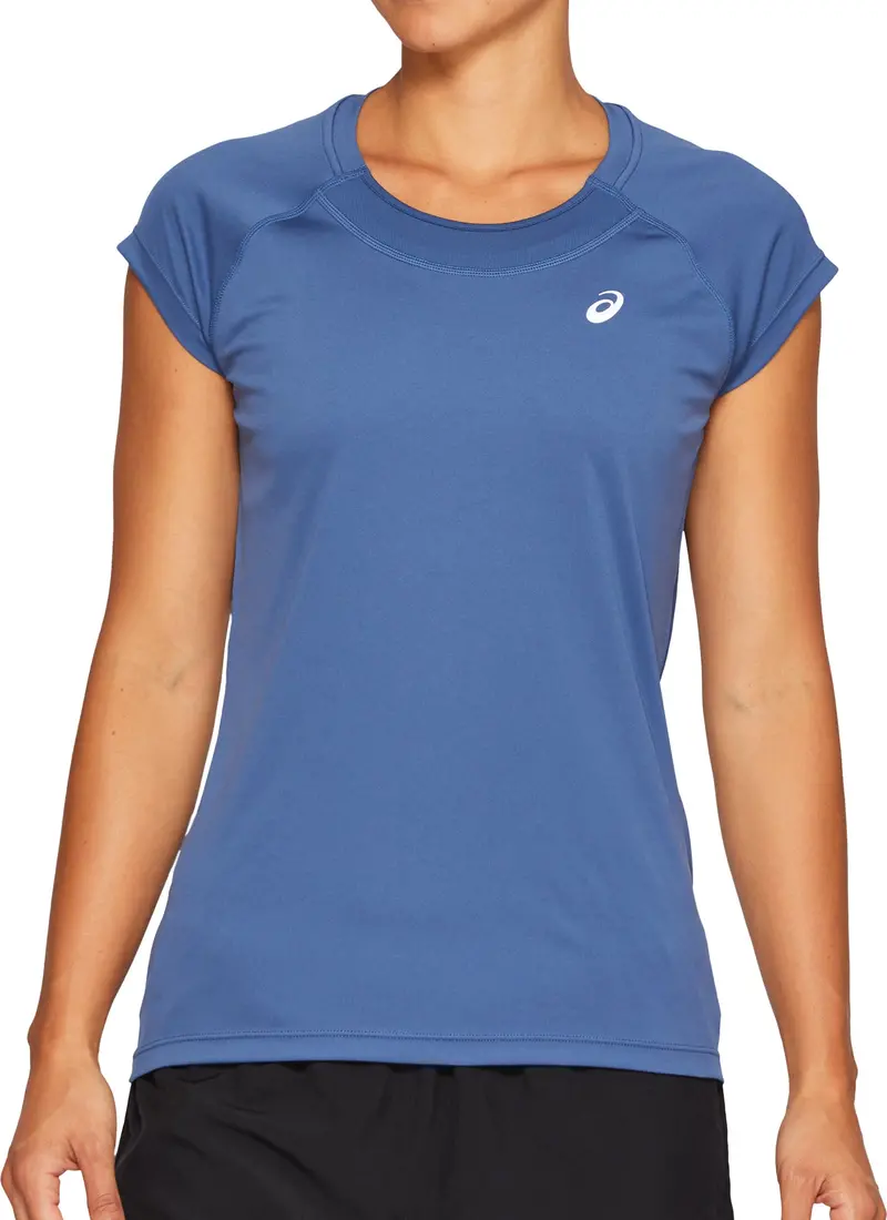 Asics Cap Short-Sleeve Women'S Running Top – Ocean Blue 1