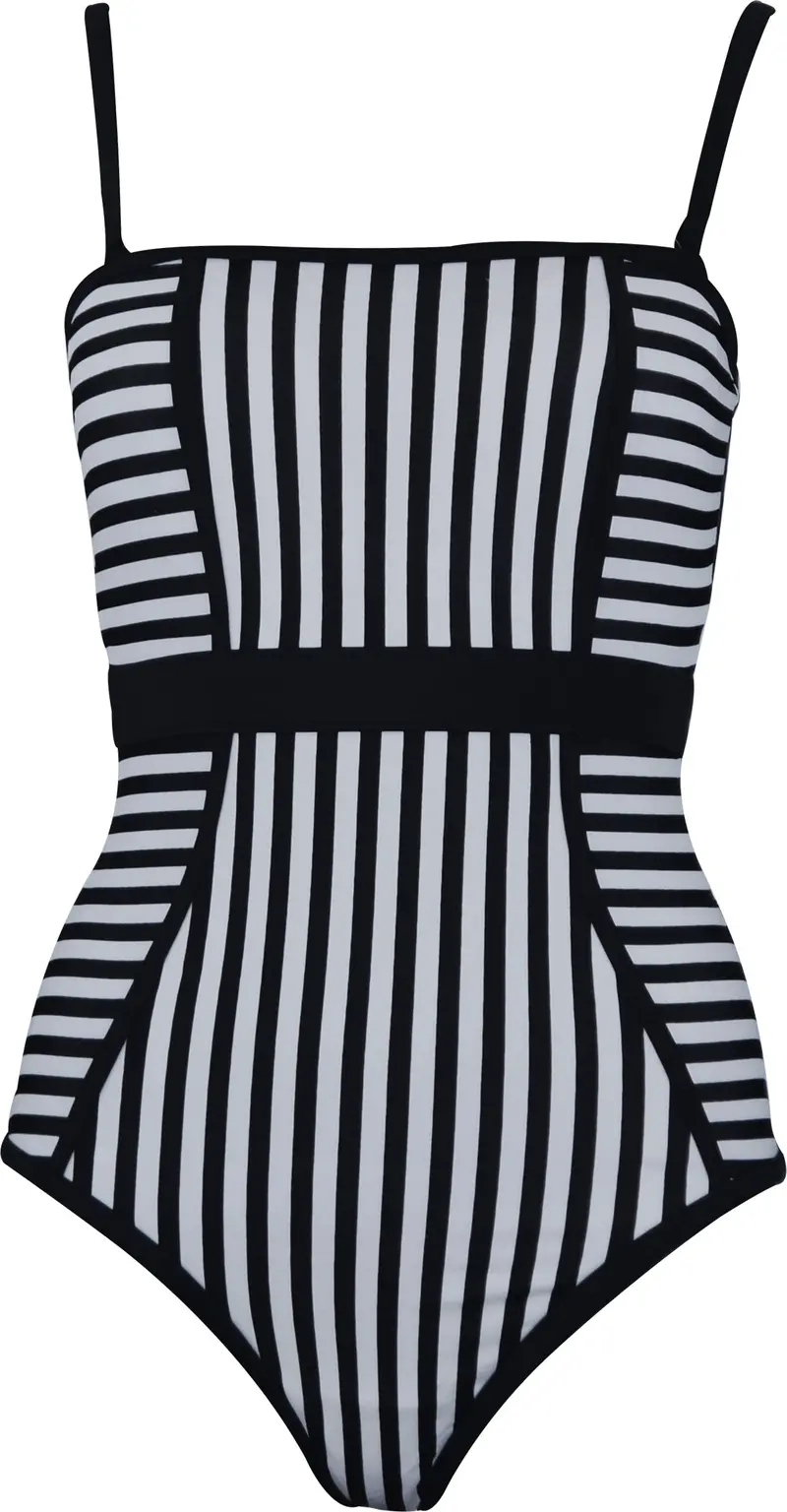 Avon Monochrome Stripe Women'S Swimwear – Black 1