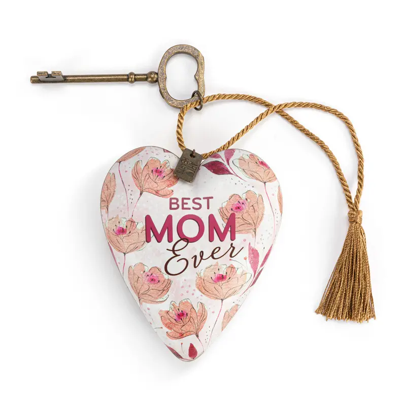 ‘Best Mom Ever’ Floral Art Heart Sculpture – Demdaco 1