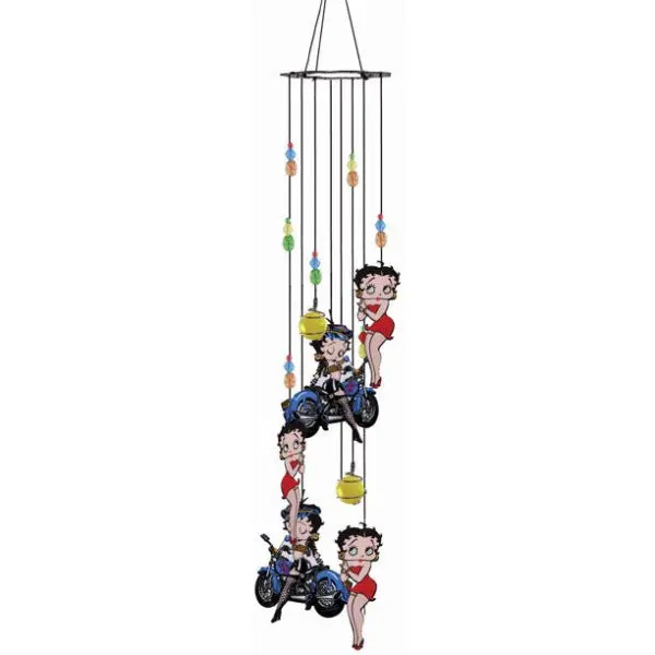 Betty Boop Biker Wind Chime – Decorative Metal Hanging Charm 1