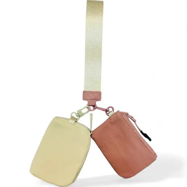 Bicolor Wallet Keychain Wristlet In Pink And Ivory 1