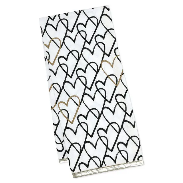 Black-And-Gold Heart Doodle Design Tea Towel By Hallmark, 18" X 24" 1