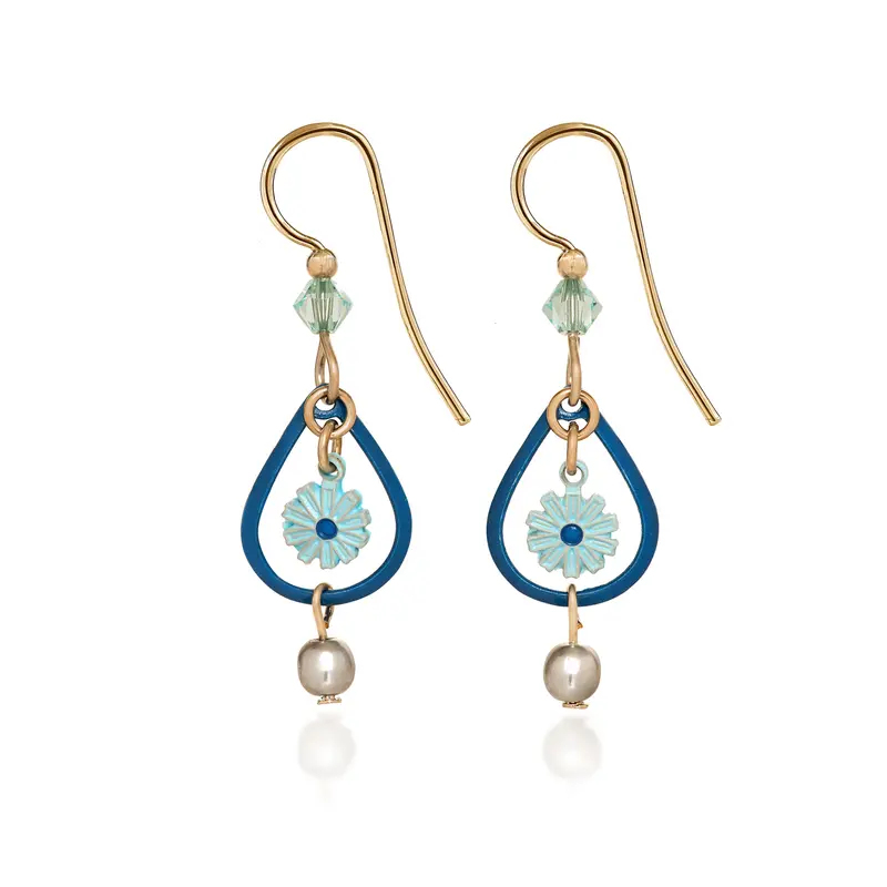 Blue Floral Accent Earrings – Silver Forest Collection 1