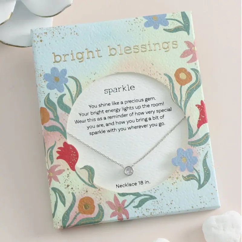 Bright Blessings Necklace – Minimalist Silver Pendant With Single Crystal Accent 1