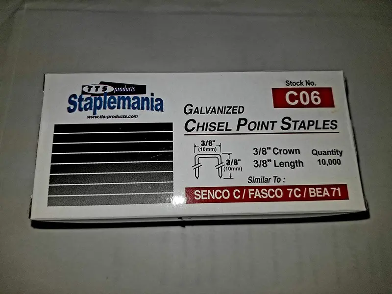 C06 Upholstery Staples – 22-Gauge, 3/8" × 3/8", Part #7110 1