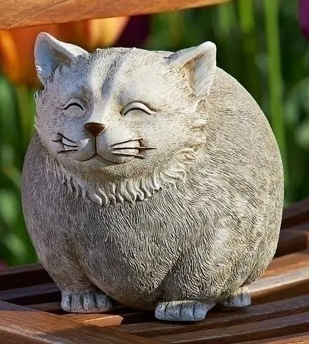 Chubby Cat Garden Statue – 7.25-Inch Pudgy Pal Outdoor Decor 1