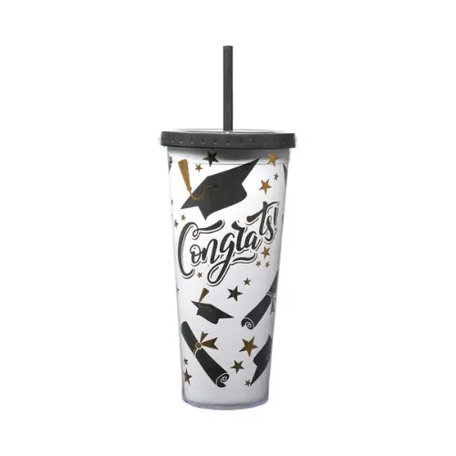 Class Of 2026 Foil Graduation Cup With Straw And Diploma Design 1