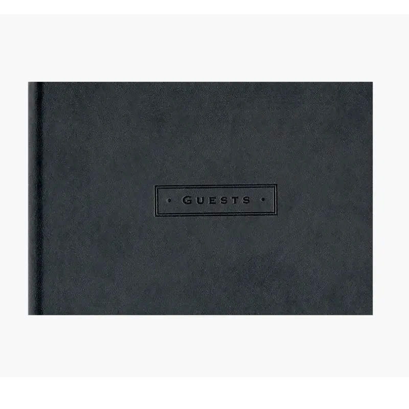 Classic Black Vegan Leather Guest Book – 96-Page Elegant Signing Album 1
