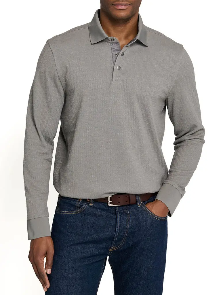 Construct Long-Sleeve Pique Polo Shirt 1