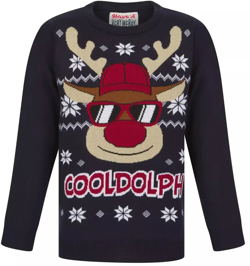 Cooldolph Kids' Holiday Sweater – Ink Blue 1