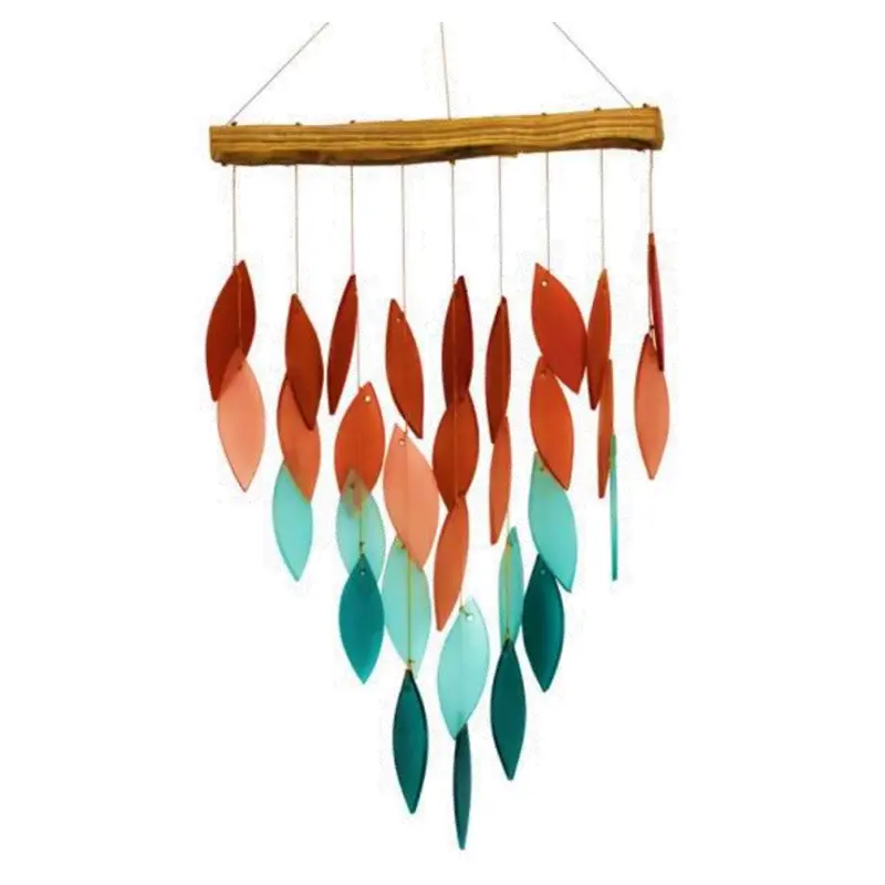 Coral Ombre Glass Wind Chime With Waterfall Effect 1