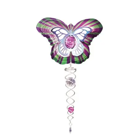 Crystal Butterfly Wind Spinner & Twister Set – 6.5" + 7.5" Garden Decor 1