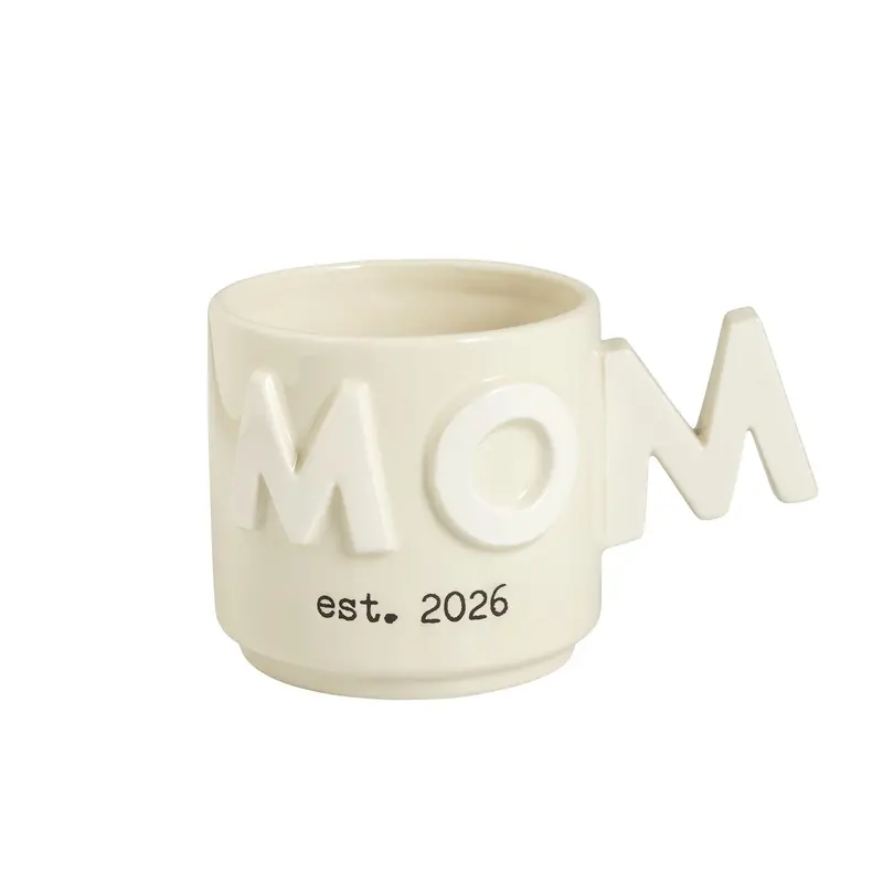 Custom 'Mom Est. 2026' Letter-Handled Ceramic Mug – Commemorative Gift 1