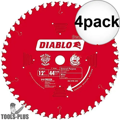 Diablo 12-Inch × 44-Tooth Carbide-Tipped Circular Saw Blade – 1-Inch Arbor (Single) 1