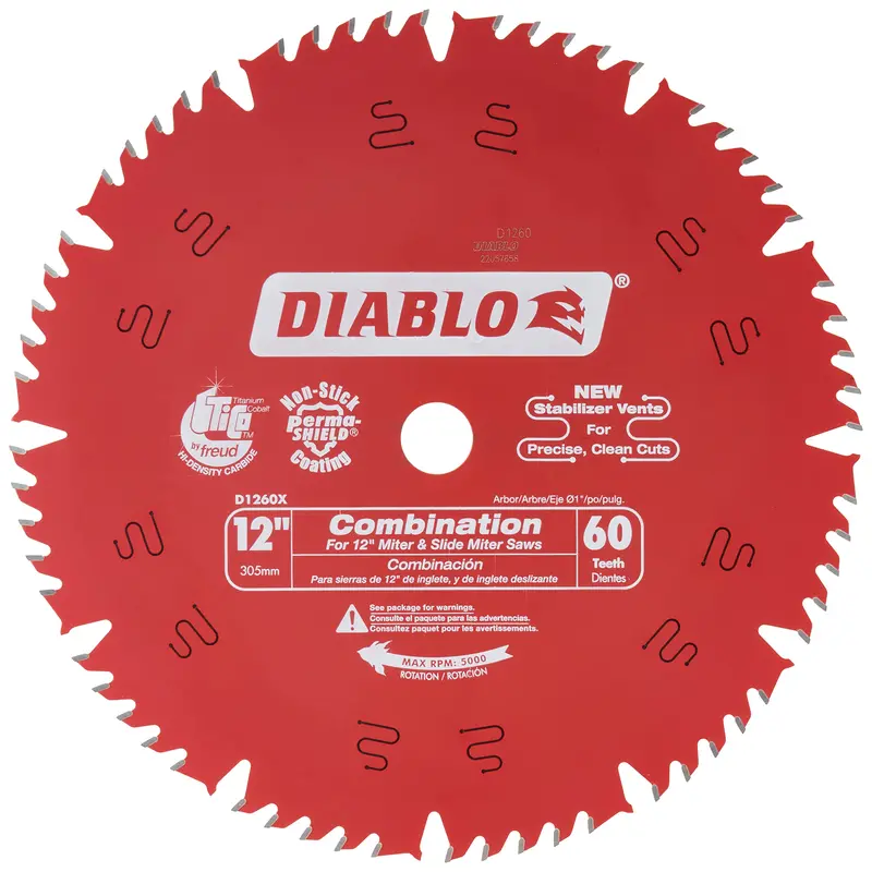 Diablo D1260X 12-Inch 60-Tooth Combination Saw Blade With 1-Inch Arbor 1