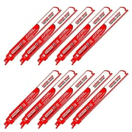 Diablo Ds0908Cf10 9-Inch Carbide Reciprocating Saw Blades — 10-Pack For Thick Metal Cutting 1