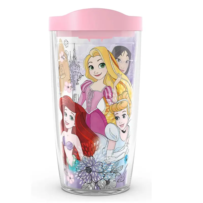 Disney Princesses 16 Oz Tervis Tumbler With Pink Lid 1