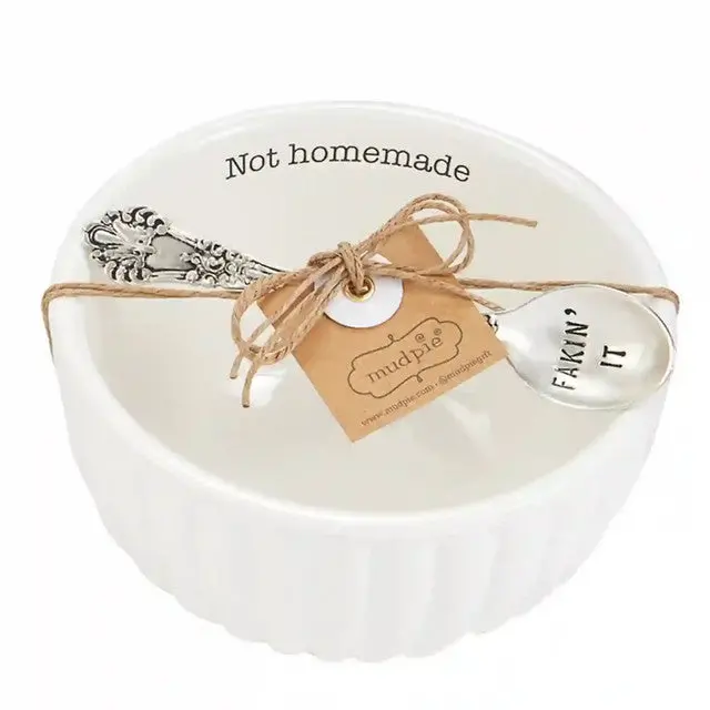 'Fakin’ It' Whimsical Dip Bowl And Spreader Set – Playfully Unhomemade Style 1