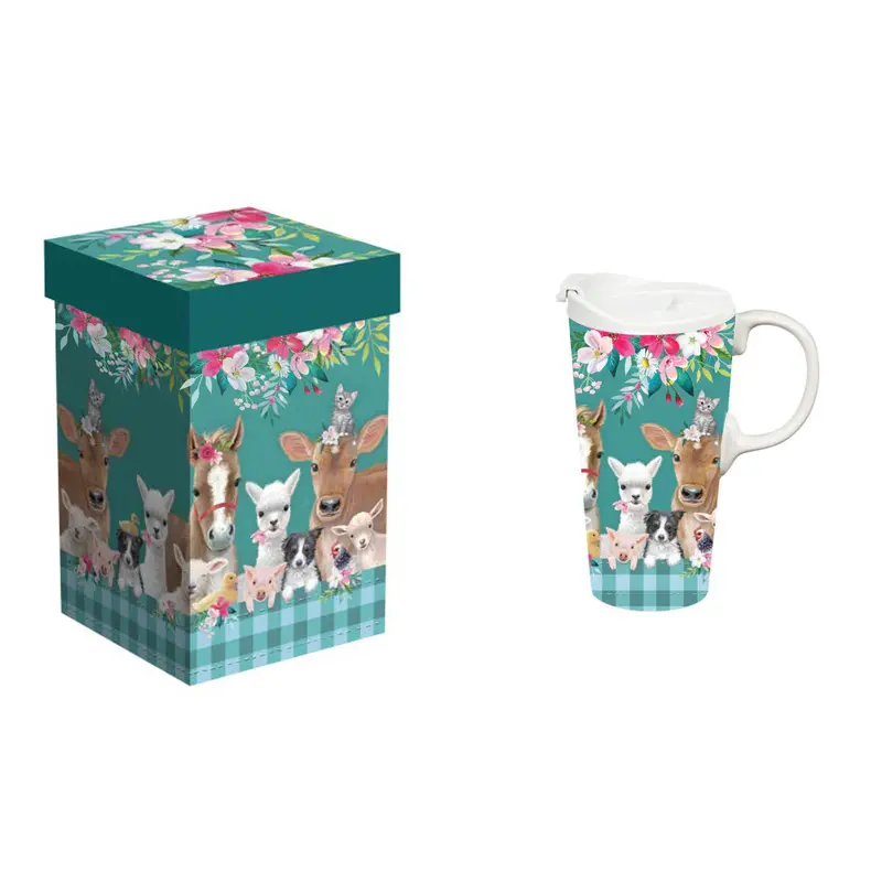Farm Animal-Themed Insulated Travel Cup – 17 Oz With Lid & Gift Box 1