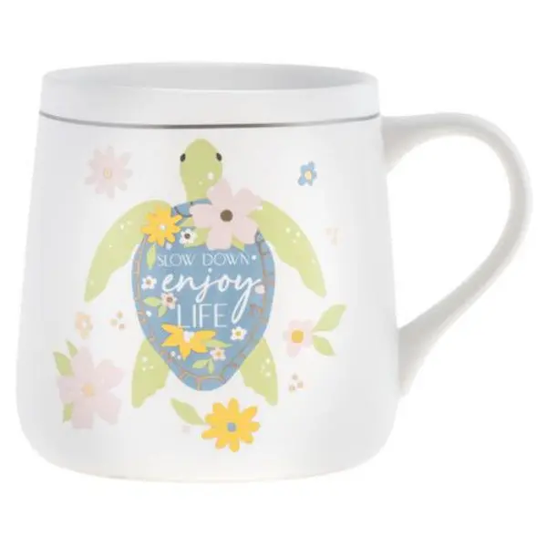 Flora Ceramic Turtle Mug – Hand-Decorated Stoneware 1