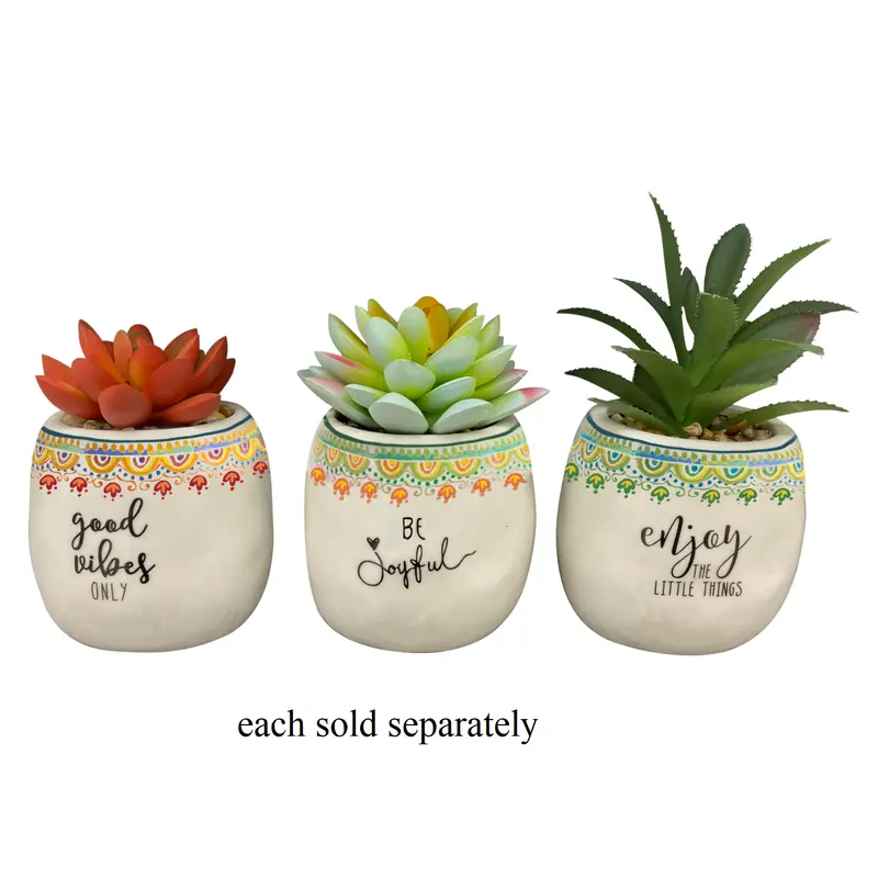 Free Spirit Faux Succulent Arrangement – 3 Inch Ceramic Planter 1