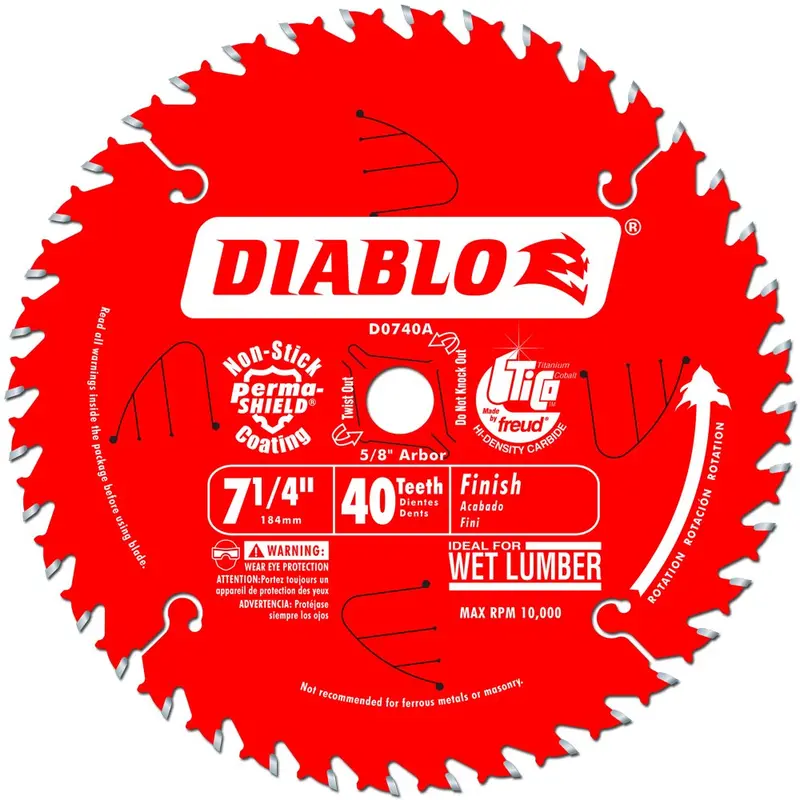 Freud D0740A Diablo 7-1/4-Inch × 40-Tooth Finishing Saw Blade – 5/8-Inch Arbor (10-Count Set) 1