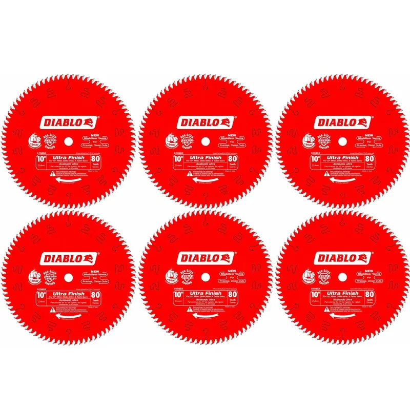 Freud D1080X 10-Inch 80-Tooth Atb Finish Saw Blade — 5/8" Arbor, Permashield Coating (6-Pack) 1