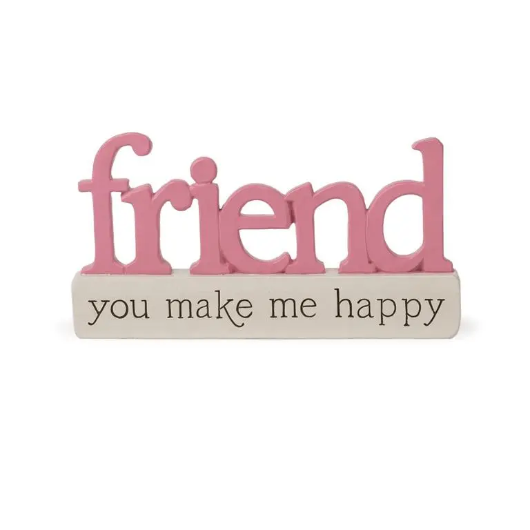 'Friend: You Make Me Happy' Cheerful Word Block Figurine (5.5") 1