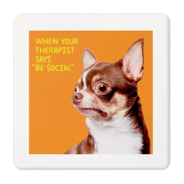 Funny Scared Chihuahua Coaster By Hallmark – Set Of 4 Or Single Design 1