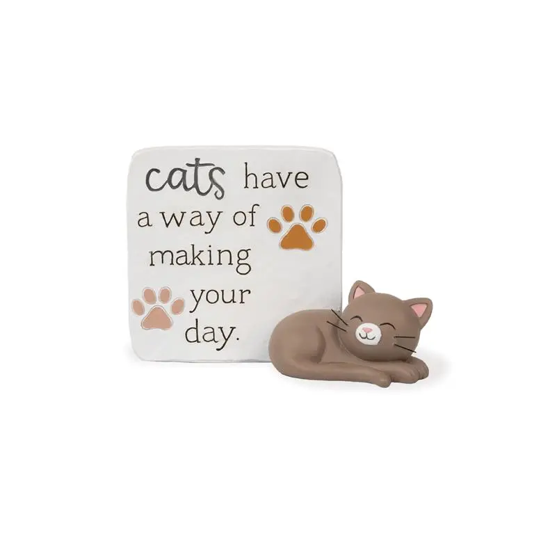 'Furry Friends: Cats Have A Way Of Making Your Day' Wall Plaque – 4.25-Inch Decorative Sign 1