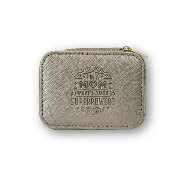 Gold Vegan Leather Jewelry Travel Case – 'Mom' Elegant Personalized Gift 1
