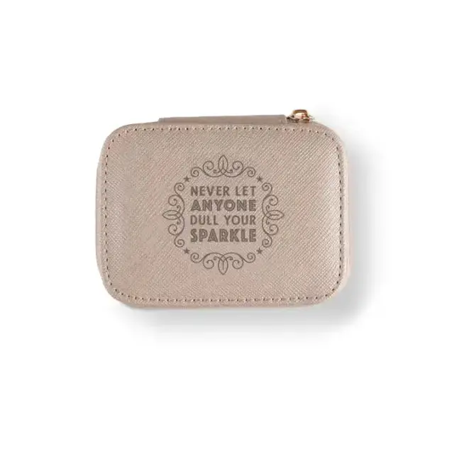 Gold Vegan Leather Travel Jewelry Case – Embossed 'Sparkle' Accent 1