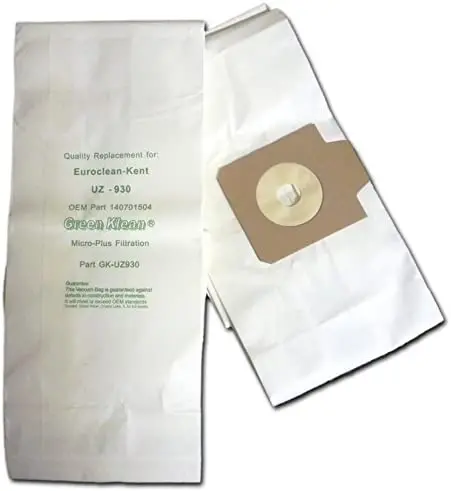 Green Klean Oem Replacement Bags For Kent/Euroclean Gd930 & Uz930 Vacuums (Part #1407015020, 140701504) 1