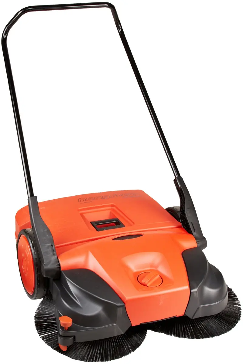Haaga 477 Profi-Line Deluxe Manual Triple-Brush Sweeper — 31" Width, Red, 50-Liter Capacity 1